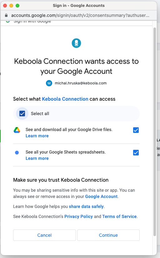 Get Access to Spreadsheets